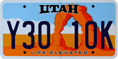 UT license plate Y301OK