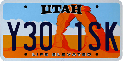UT license plate Y301SK