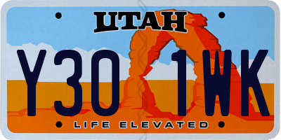 UT license plate Y301WK