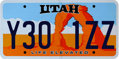 UT license plate Y301ZZ