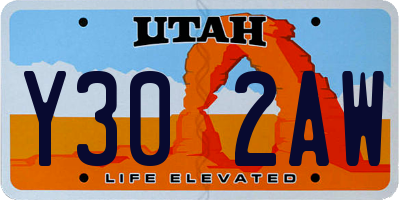 UT license plate Y302AW
