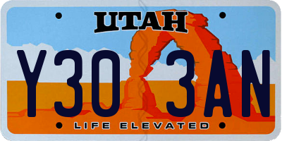 UT license plate Y303AN