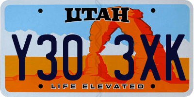 UT license plate Y303XK