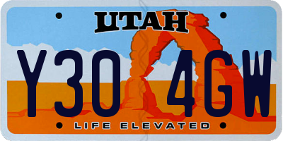 UT license plate Y304GW