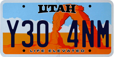 UT license plate Y304NM