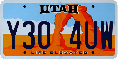 UT license plate Y304UW