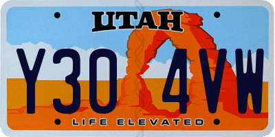 UT license plate Y304VW