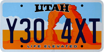 UT license plate Y304XT