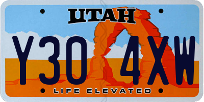UT license plate Y304XW