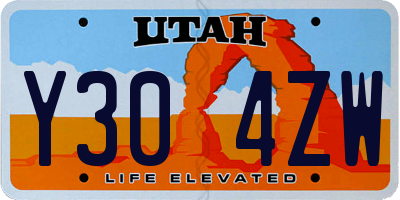 UT license plate Y304ZW