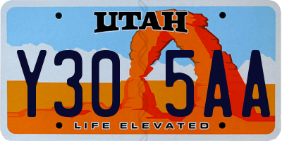 UT license plate Y305AA