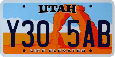 UT license plate Y305AB