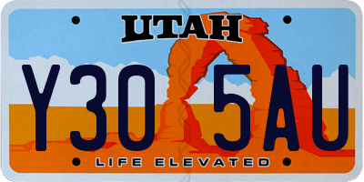 UT license plate Y305AU
