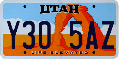 UT license plate Y305AZ