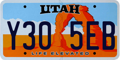 UT license plate Y305EB