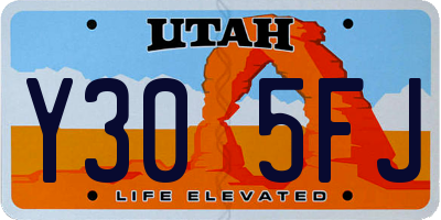 UT license plate Y305FJ
