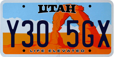 UT license plate Y305GX
