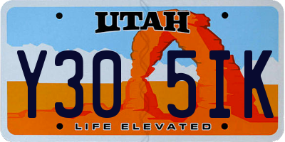 UT license plate Y305IK