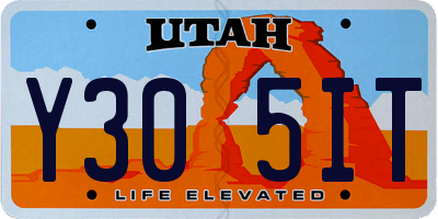 UT license plate Y305IT