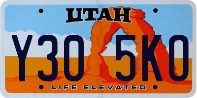 UT license plate Y305KO