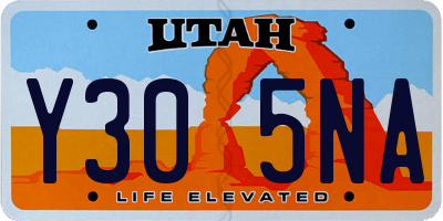 UT license plate Y305NA