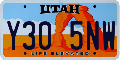 UT license plate Y305NW