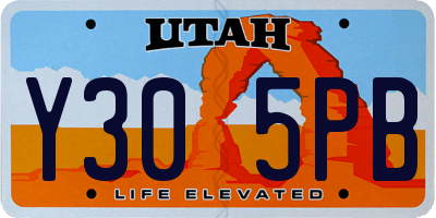 UT license plate Y305PB