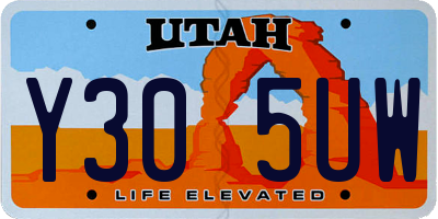 UT license plate Y305UW