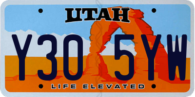 UT license plate Y305YW