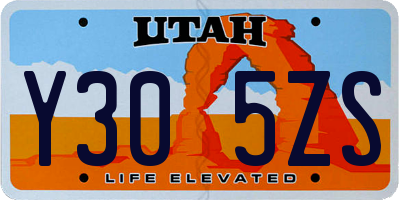 UT license plate Y305ZS