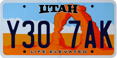 UT license plate Y307AK