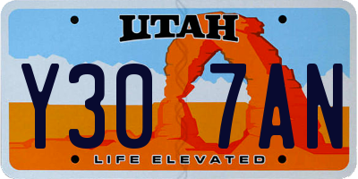 UT license plate Y307AN