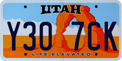 UT license plate Y307CK