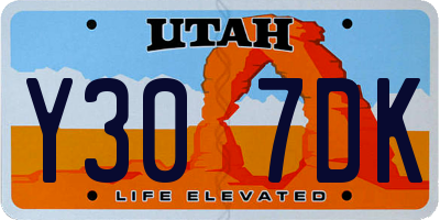 UT license plate Y307DK