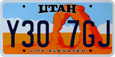 UT license plate Y307GJ
