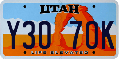 UT license plate Y307OK