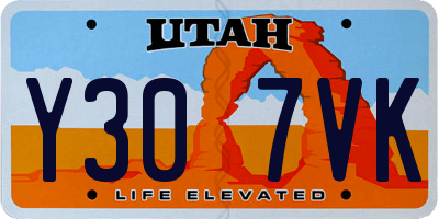 UT license plate Y307VK