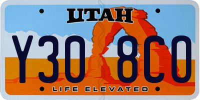 UT license plate Y308CO