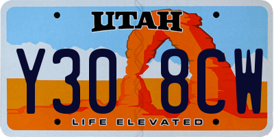 UT license plate Y308CW