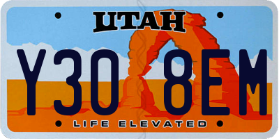 UT license plate Y308EM