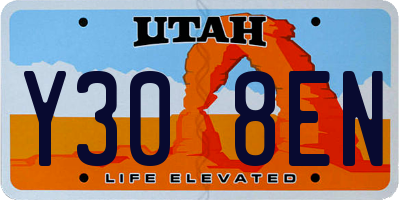 UT license plate Y308EN