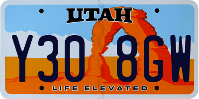 UT license plate Y308GW