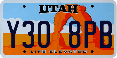 UT license plate Y308PB