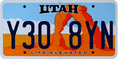 UT license plate Y308YN