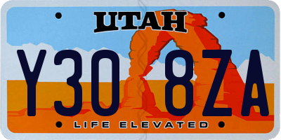 UT license plate Y308ZA