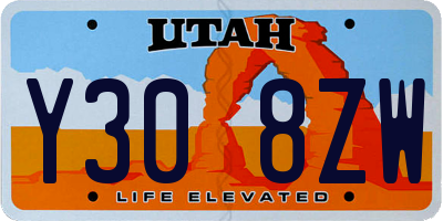 UT license plate Y308ZW