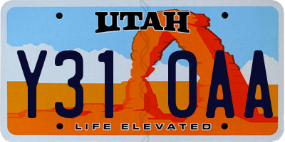 UT license plate Y310AA