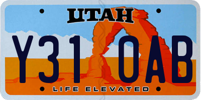UT license plate Y310AB
