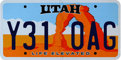 UT license plate Y310AG