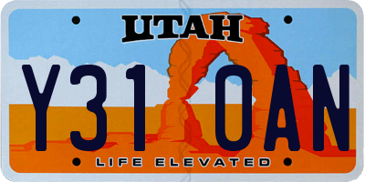UT license plate Y310AN